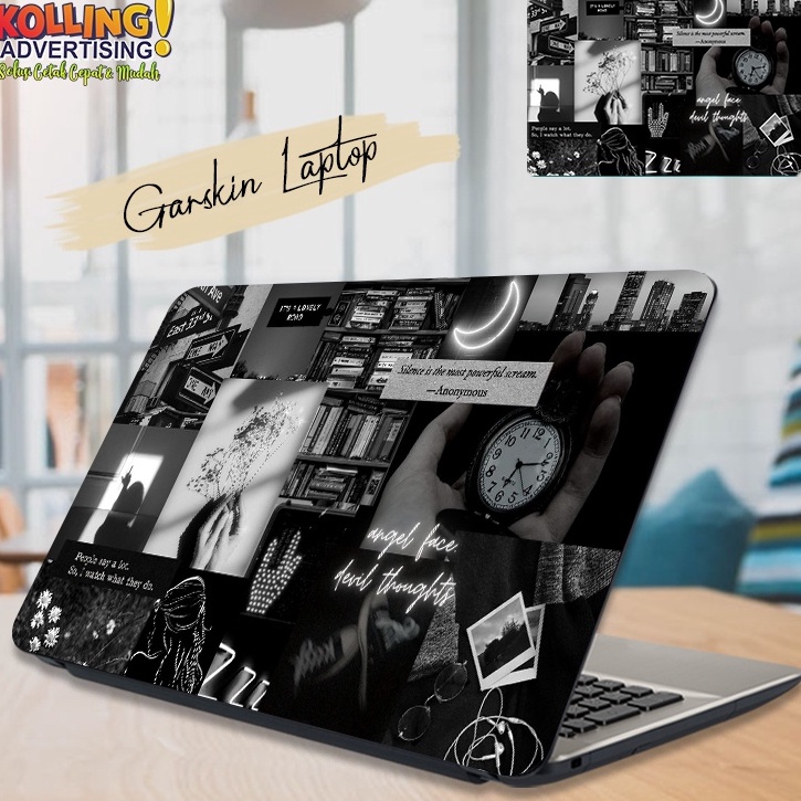 Garskin Laptop Black Vibes Aesthetic Skin Laptop Stiker Laptop