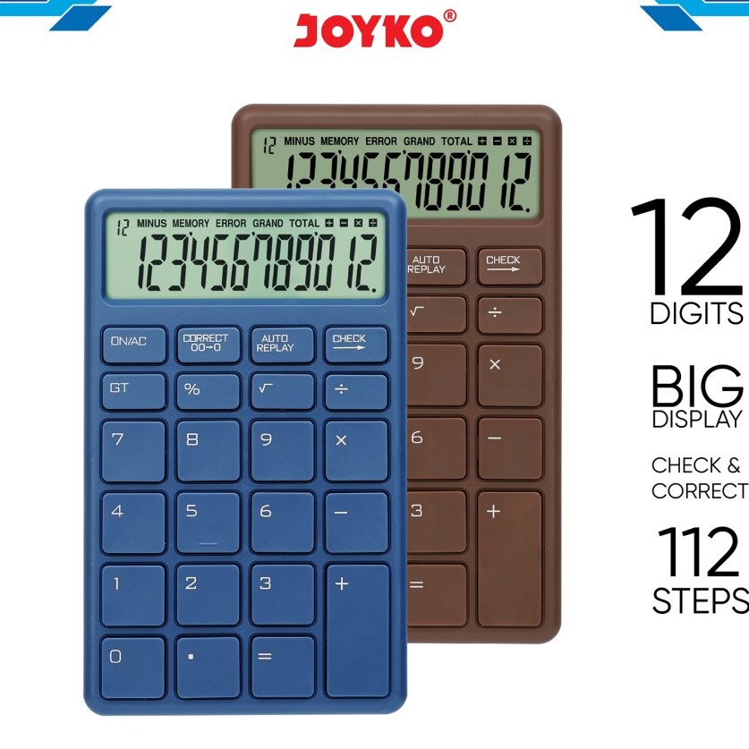 

Terlaku Joyko Calculator 12 Digits POBLE Kalkulator Joyko Kecil CC55CO