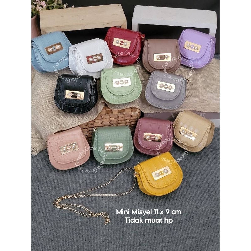 Tas Miniatur Misyel Croco Mini Pearl Slingbag Selempang Wanita