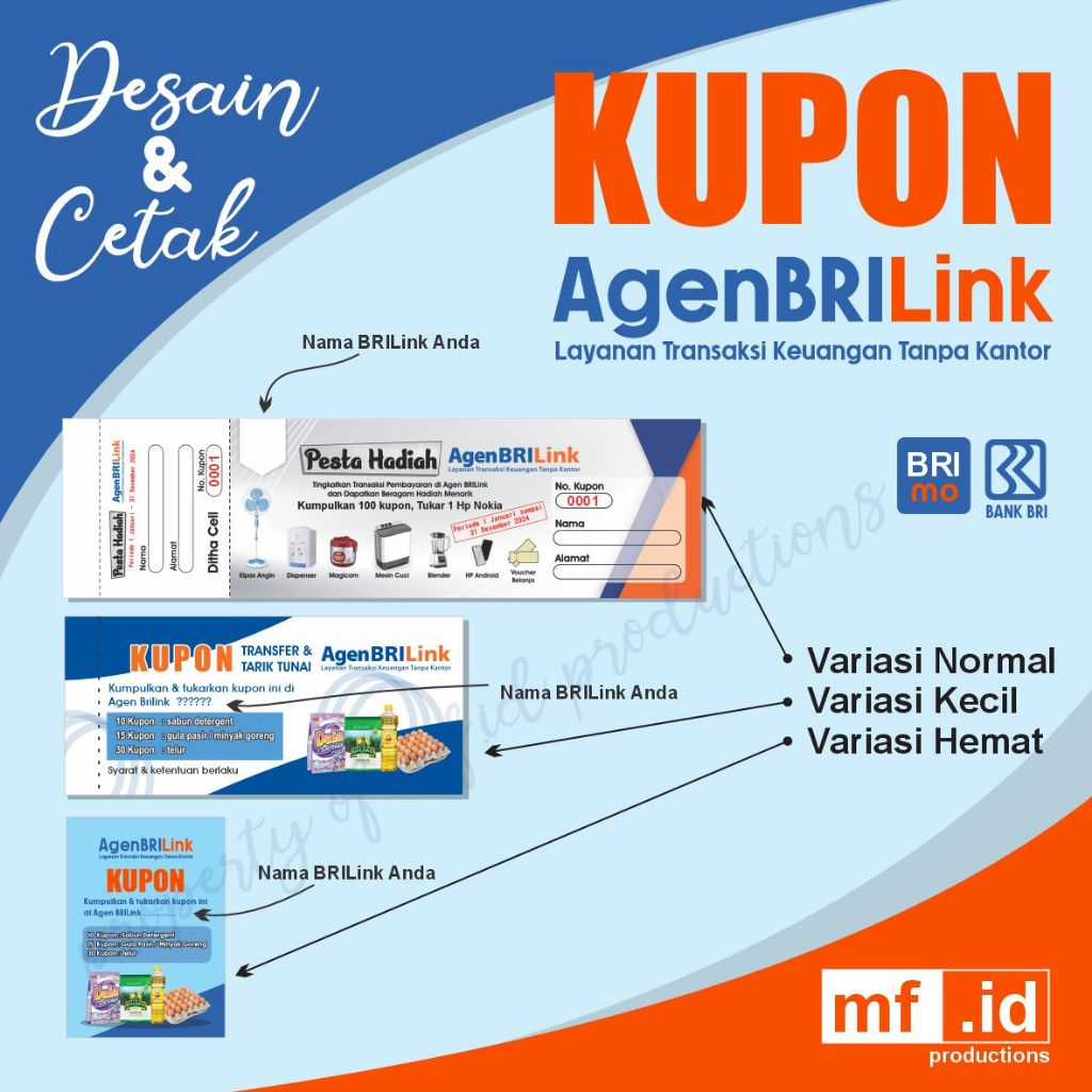 

KUPON BRI Link KUPON BRILink / KUPON UNDIAN 1 bendel isi 100 lembar