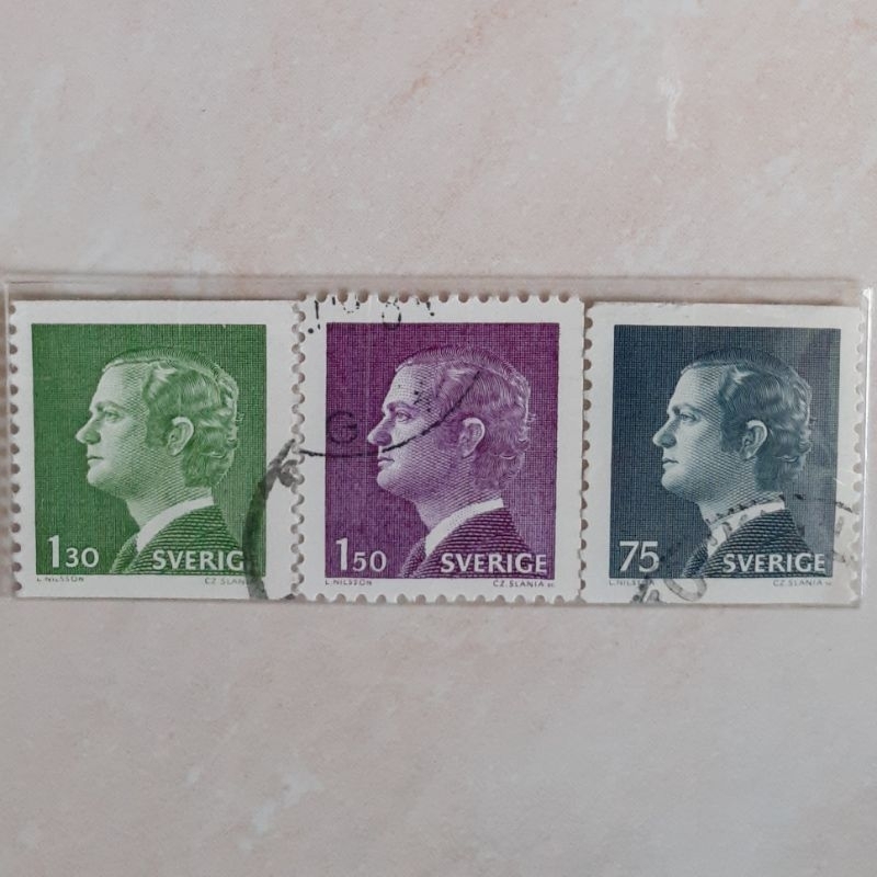 

Perangko Swedia King Carl XVI Gustaf (1974-80) Tahun 1974-1978 set 3pcs