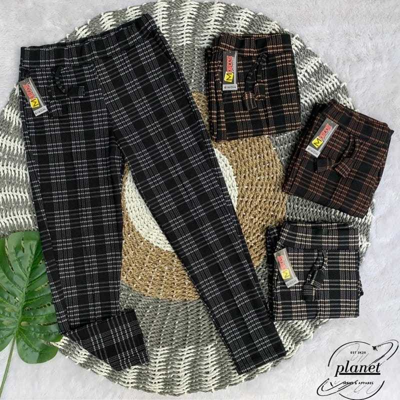 celana kulot wanita motif kotak ukuran jumbo