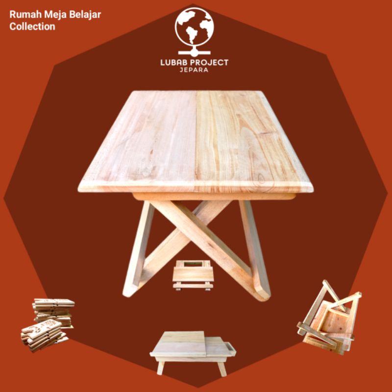 Meja belajar lipat meja ngaji lipat meja multifungsi lipat kayu meja laptop lipat meja rekal kayu
