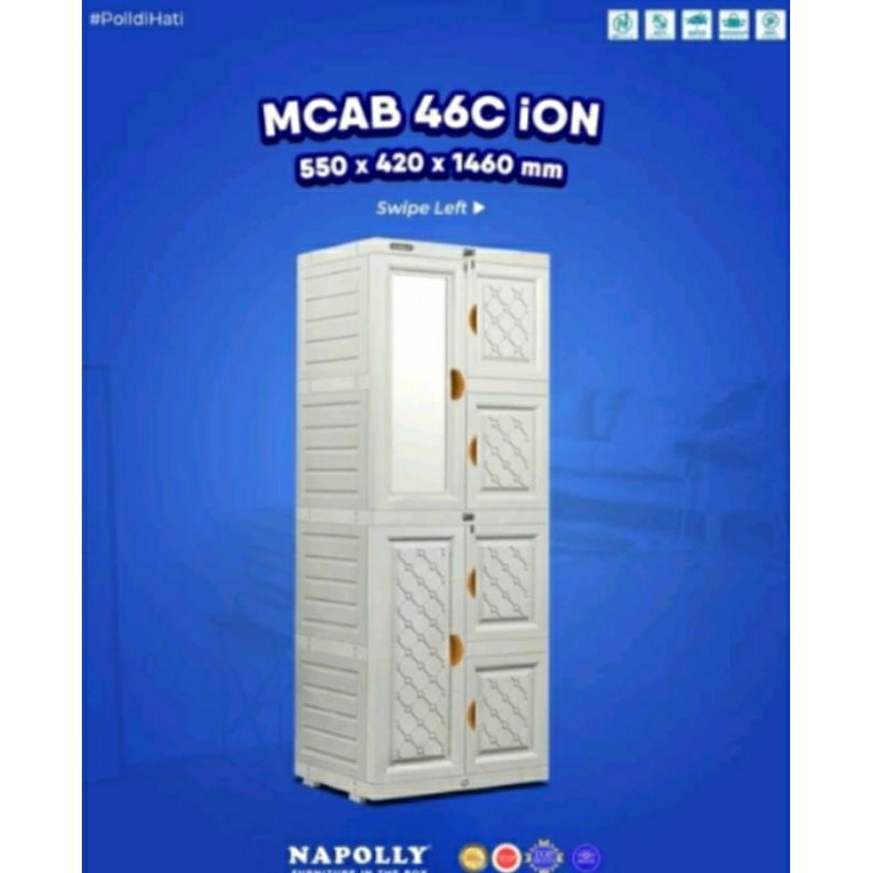 Lemari pakaian plastik Napolly 4 tingkat