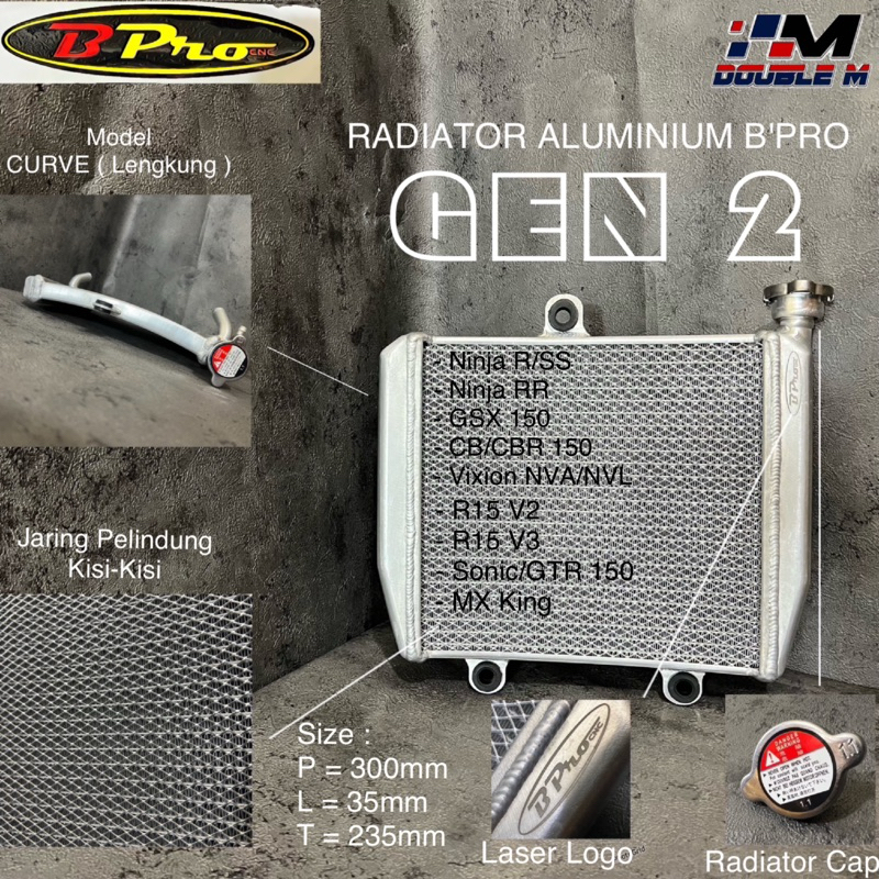 Radiator Aluminium BPro Racing Ninja R SS RR CBR CB 150R GSX 150 R/S MX King R15 V2 V3 Sonic/GTR