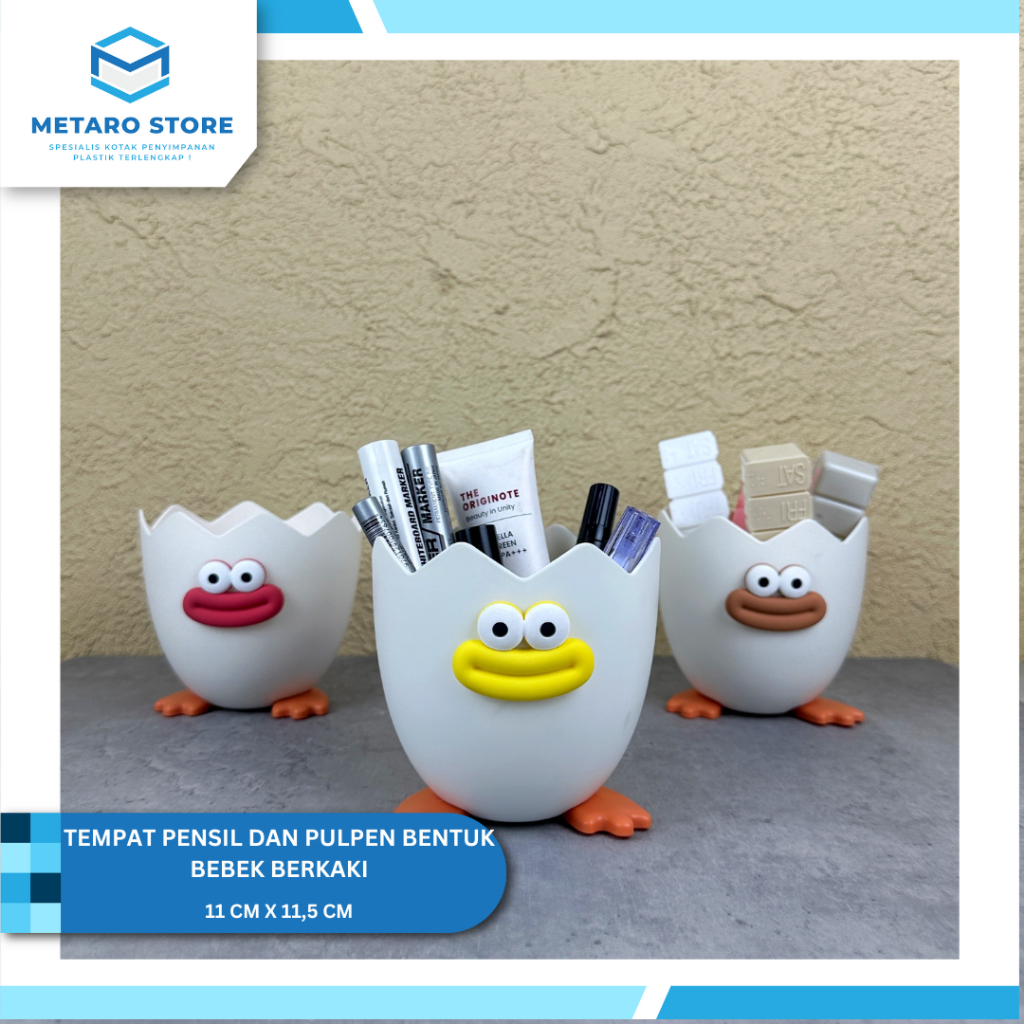 

Metaro tempat Pensil dan Pulpen Bentuk bebek berkaki dan wajah lucu Tempat penyimpanan Make up wadah serbaguna