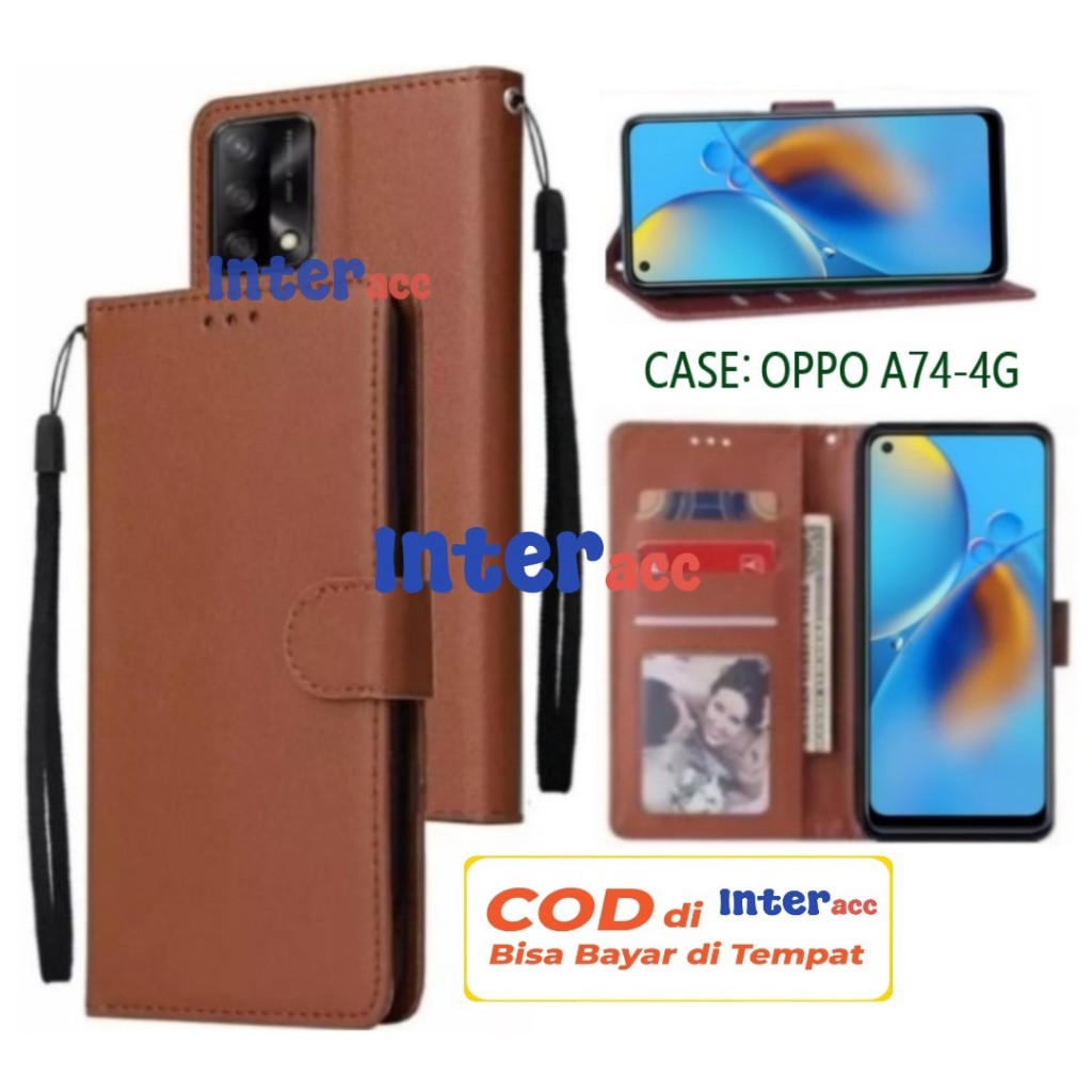 FLIP CASE OPPO A74-4G- FLIP DOMPET CASING HP, FLIP WALLET LEATHER COVER, FLIP KULIT SARUNG BUKU