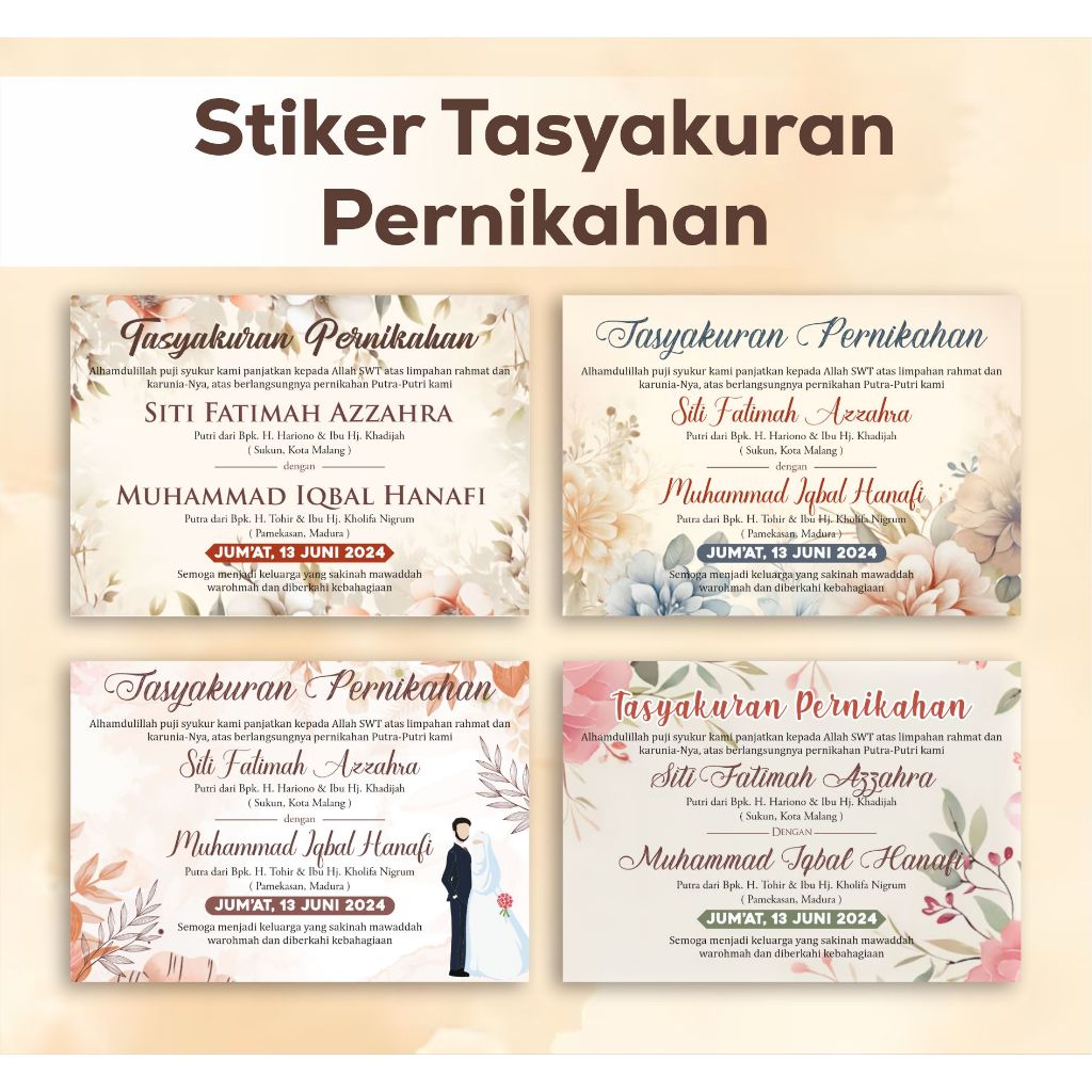 

Cetak Kartu Stiker Tasyakuran Pernikahan, Custom Stiker Tasyakuran Aqiqah