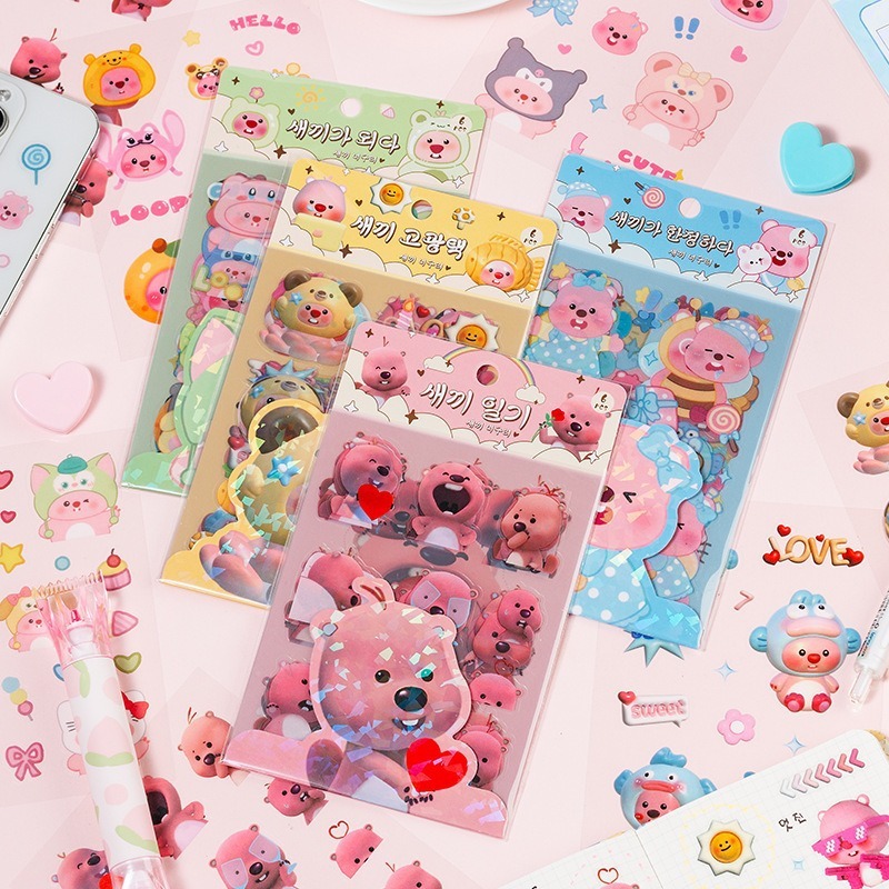 

Stiker Pack Loopy Pororo Hangyodon Gelatoni Pompompurin Stiker DIY Stiker Loopy PET Decor Buku Diary YZ006