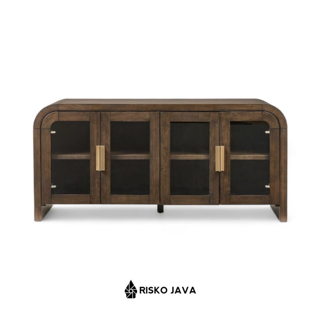 Bufet Kayu Jati / Cabinet Ruang Penyimpanan / Bufet Minimalis Pintu Kaca | GIORGOS
