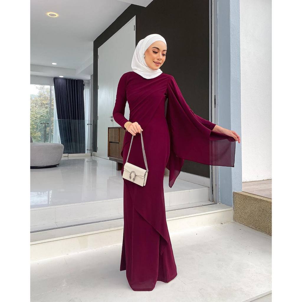 (ADA JUMBO) Lily Dress Baju Kurung Malaysia Melayu Dress Pesta Kondangan Kekinian Polos Terbaru 2025