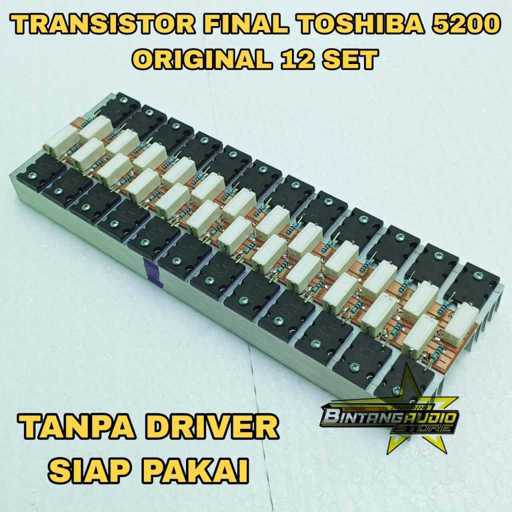 12 Set Final Toshiba 2SA 1943 dan 2SC 5200 Original + Heatsink 30cm Tebal