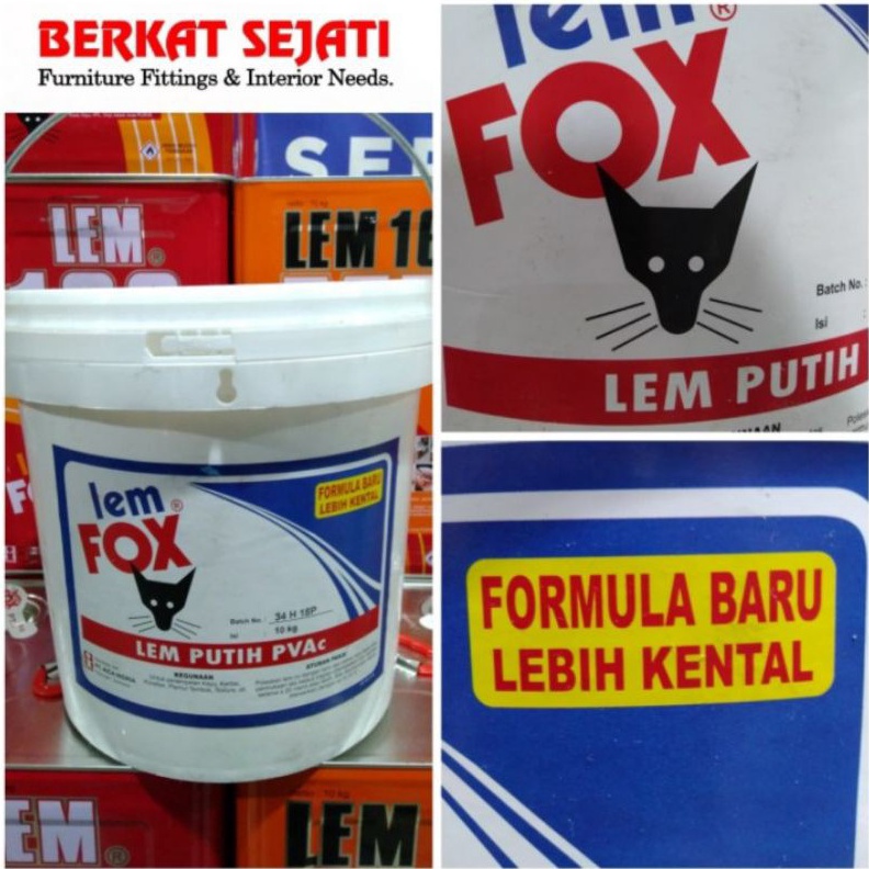 

KODE T88P Lem Putih Fox PVAC Ember BIRU 1kg 1 kg Lem Plamur Kayu Kertas Slime Formula Baru BIRU