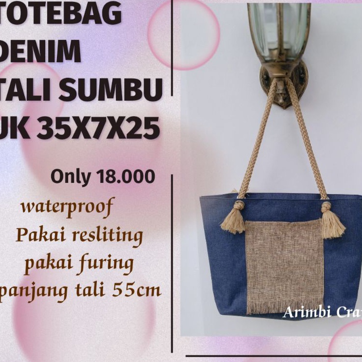 Terjangkau TOTEBAG DENIM TALI SUMBU TOTEBAG WATERPROOF TALI SUMBU TOTEBAG JOGJA