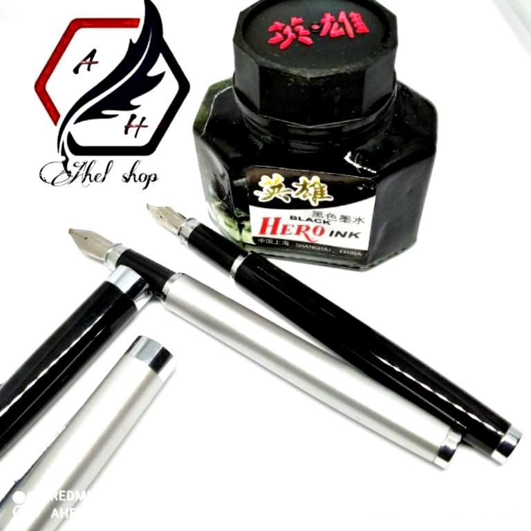 

KODE B68Y Fountain pen Kalam kaligrafi penulisan ijazah raport sekolah 15Mm tinta isi ulang hero satu set