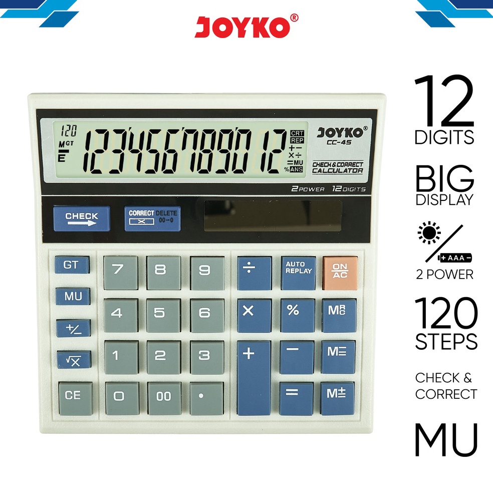 

KODE I52V Calculator Kalkulator Joyko CC45 12 Digits Check Correct