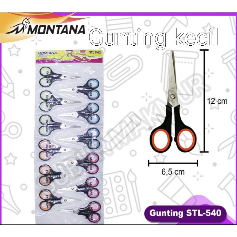 

KODE G72H 1Lusin Gunting renteng Montana STL54 Gunting kertas ukuran Kecil warna Hitam merk Montana
