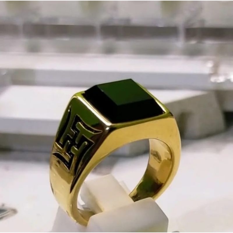 NEW Ring Cincin Onyx Titanium Rich Pria Anti Karat selamanya