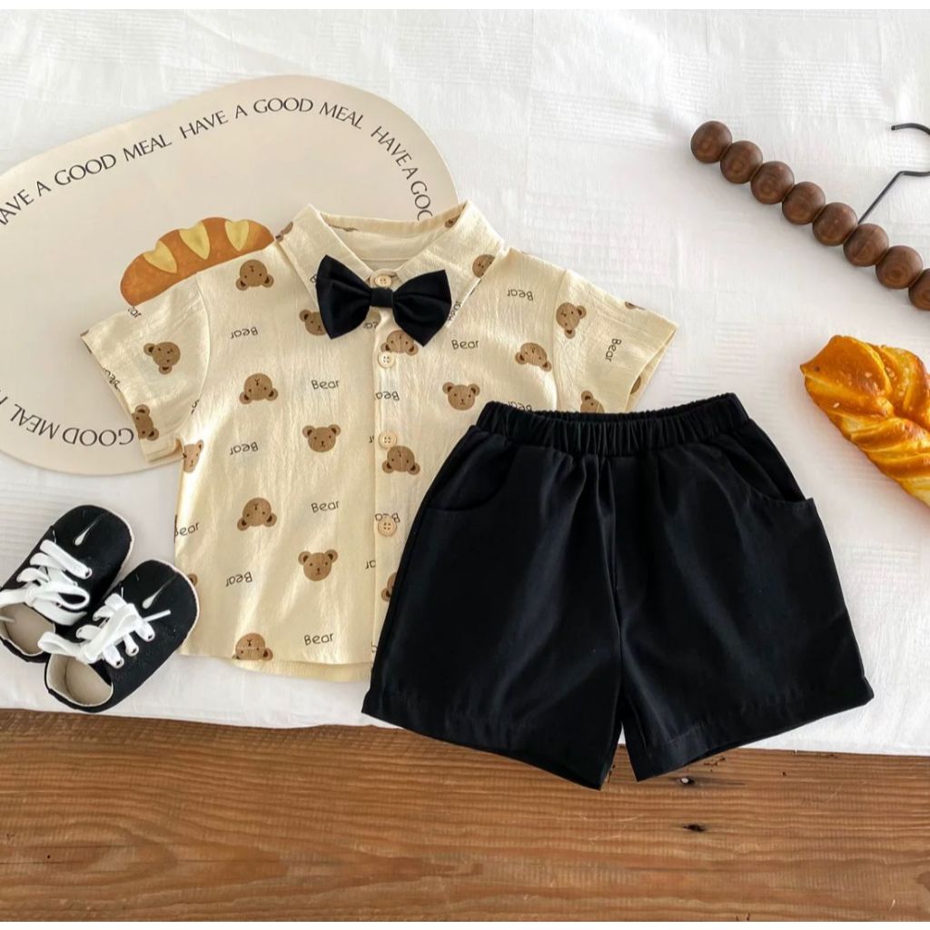 BYEOL BABY- Haruto Bear Set Kemeja Celana Anak laki-laki set baju pesta anak