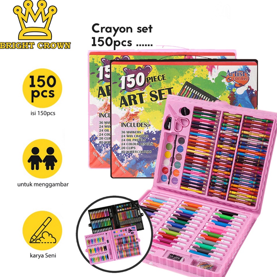 

KODE I7L Bright Crown Pensil Warna Crayon set isi 15 pcs Crayon Mewarnai Alat Menggambar atau Mewarnai