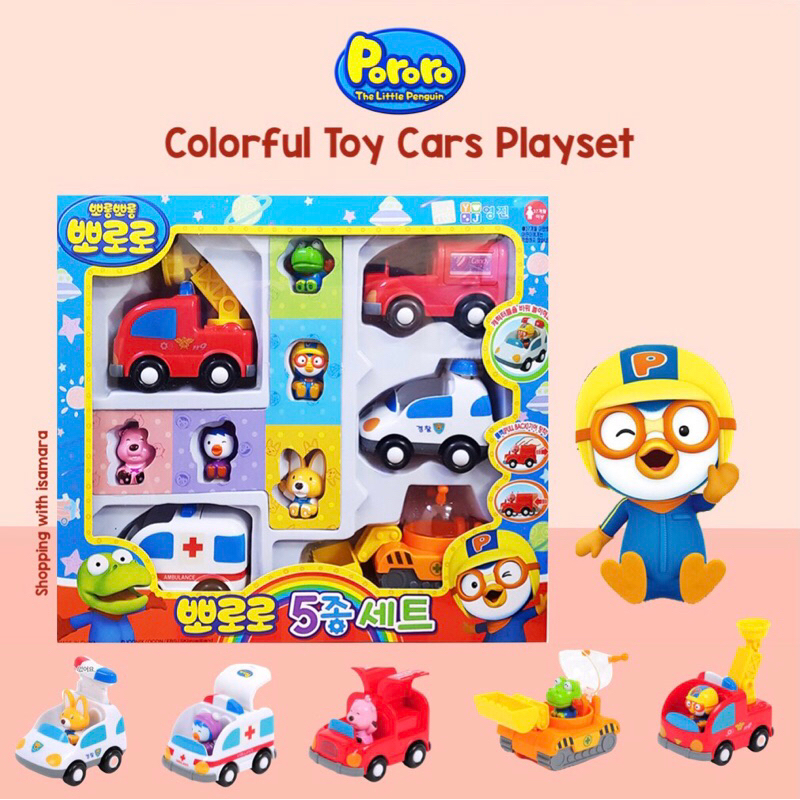 Pororo Colorful Toy Cars Set / Mainan Mobilan dan Figure