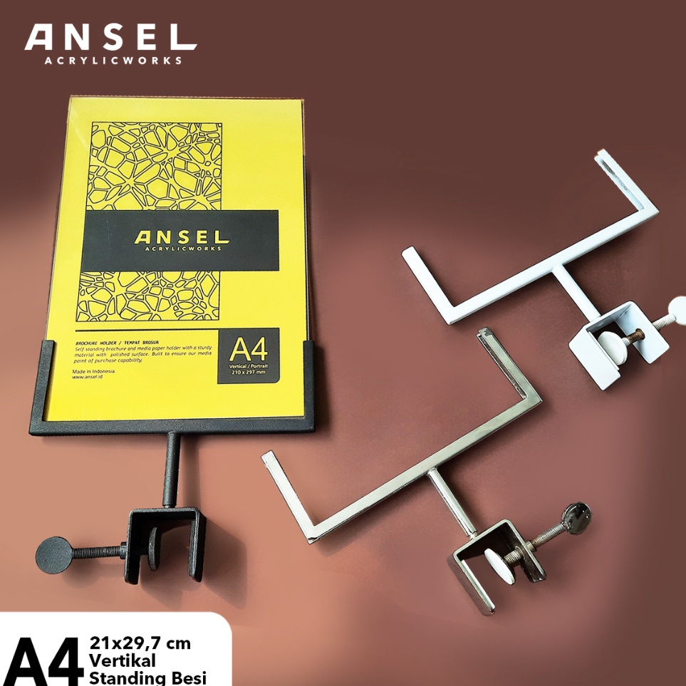 

Promo ANSEL Display Harga POP Acrylic Akrilik Jepit Besi Putar Price Tag A4 Vertikal