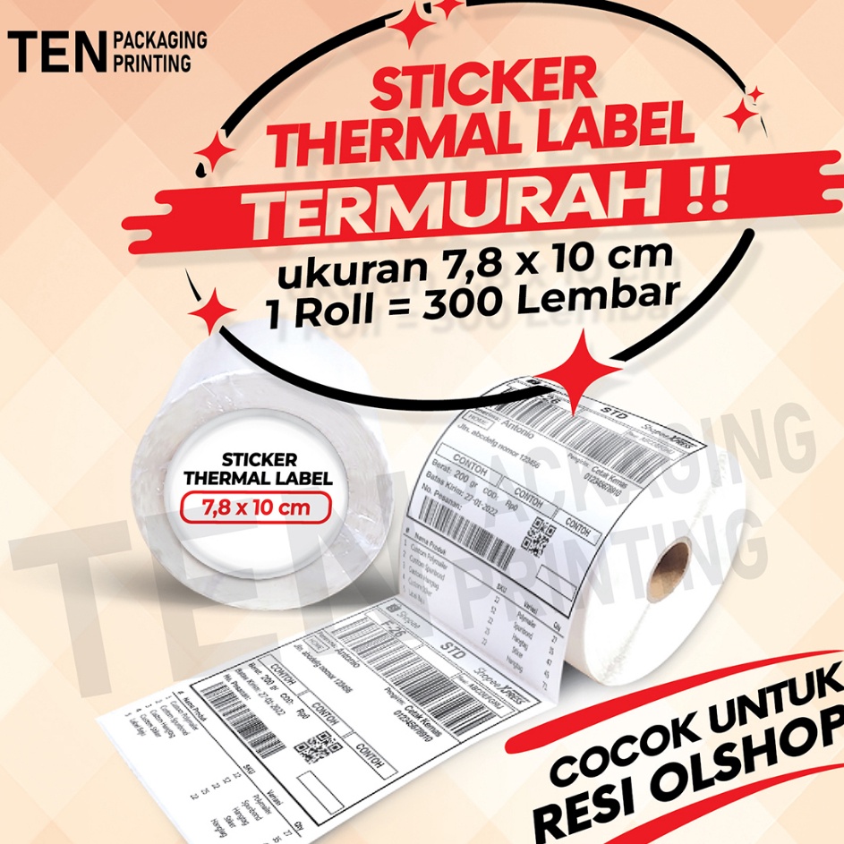 

Stok Banyak Kes Thermal 78x1 mm isi 3 Pcs Label thermal barcode Olshop