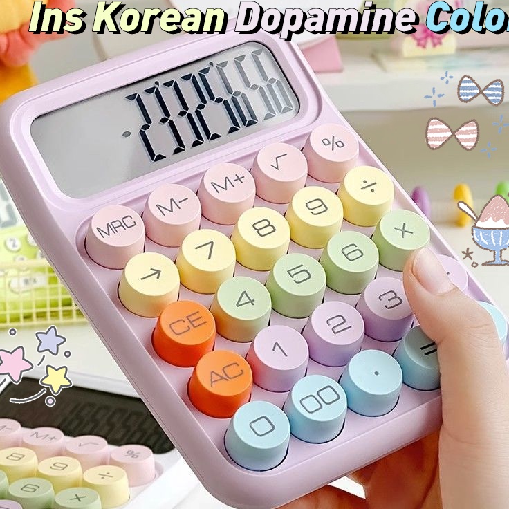 

Kawaii Korea Dopamin Kalkulator Warna 12digis Display Besar Keyboard Dot Mekanik Tombol Besar Alat Tulis SekolahKantor Kalkulator Elektronik Warna Permen