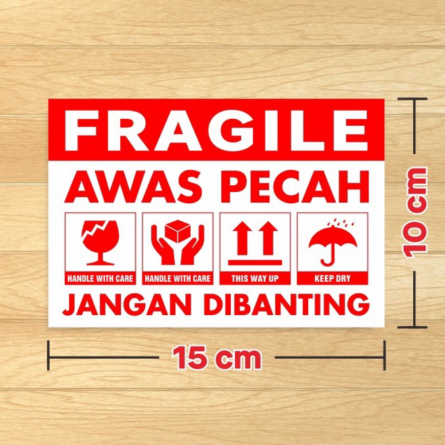 

Sticker Label Fragile Awas Pecah Stiker Jangan Dibanting 15 x 1 cm 1 Pack 1 pcs