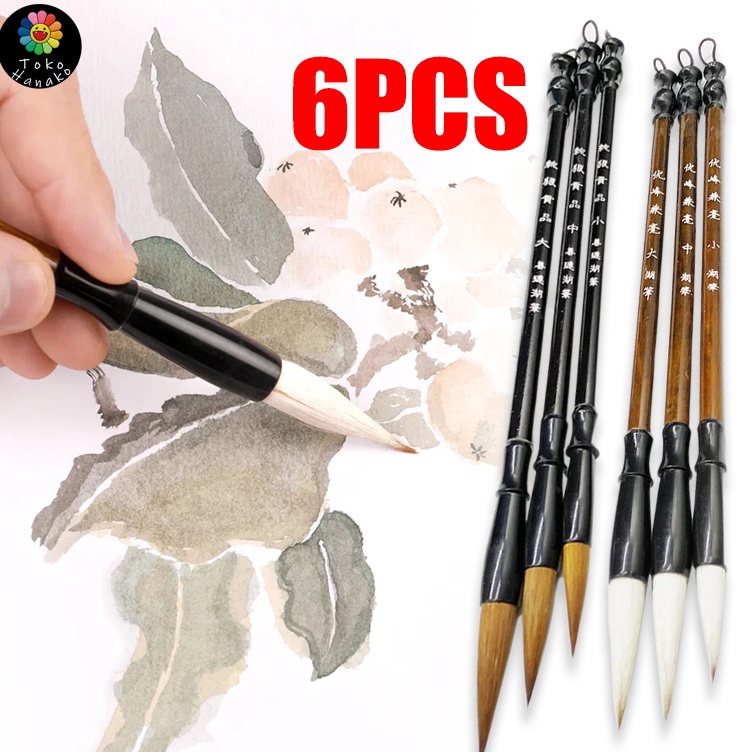 

6 PCS Kuas Tulis Kaligrafi China Maobit Cina BuluKuas Kaligrafi Cina