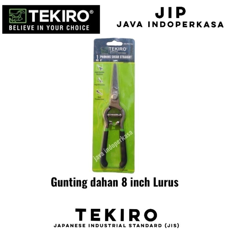 gunting dahan 8 inch TEKIRO GD-PS1781 pruning shear straight / gunting bunga stek / gunting petik bu