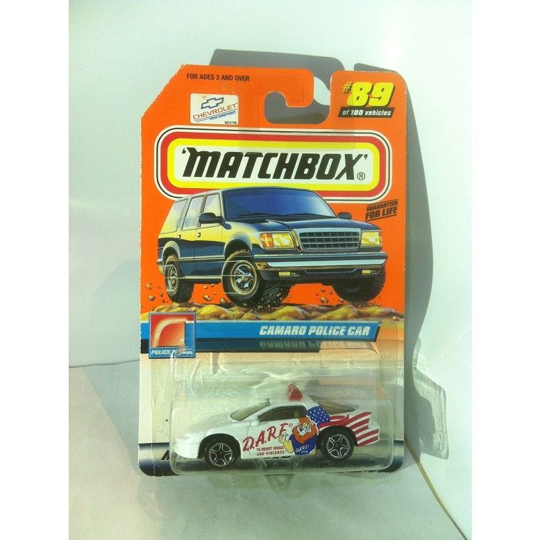 Matchbox. 2000 Police Patrol - 89. 1993 Chevrolet Camaro Z28 Police Car. CHASE Matchbox 2000 Logo by