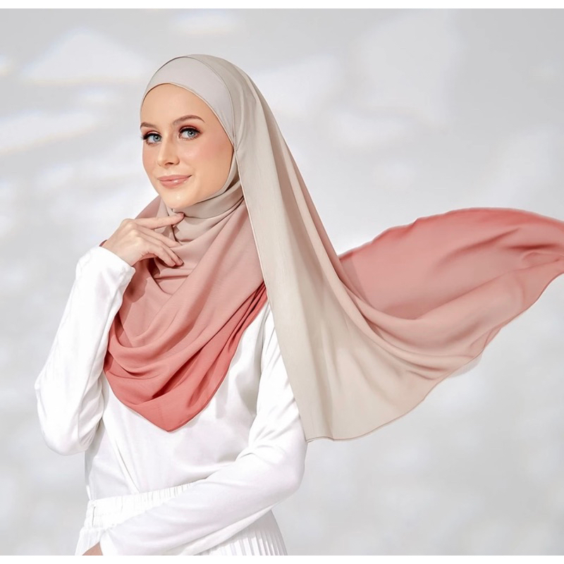 Yucca Modest - Hijab Pashmina Ombre Crinkle Chiffon Premium Safaa | Jilbab Shawl Terracotta (New)