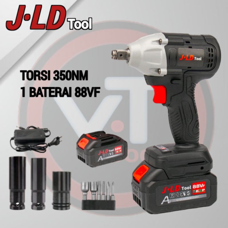 Impact wrench Cordless JLD 48s 350NM 88v 1Baterai Original mesin bor pembuka baud