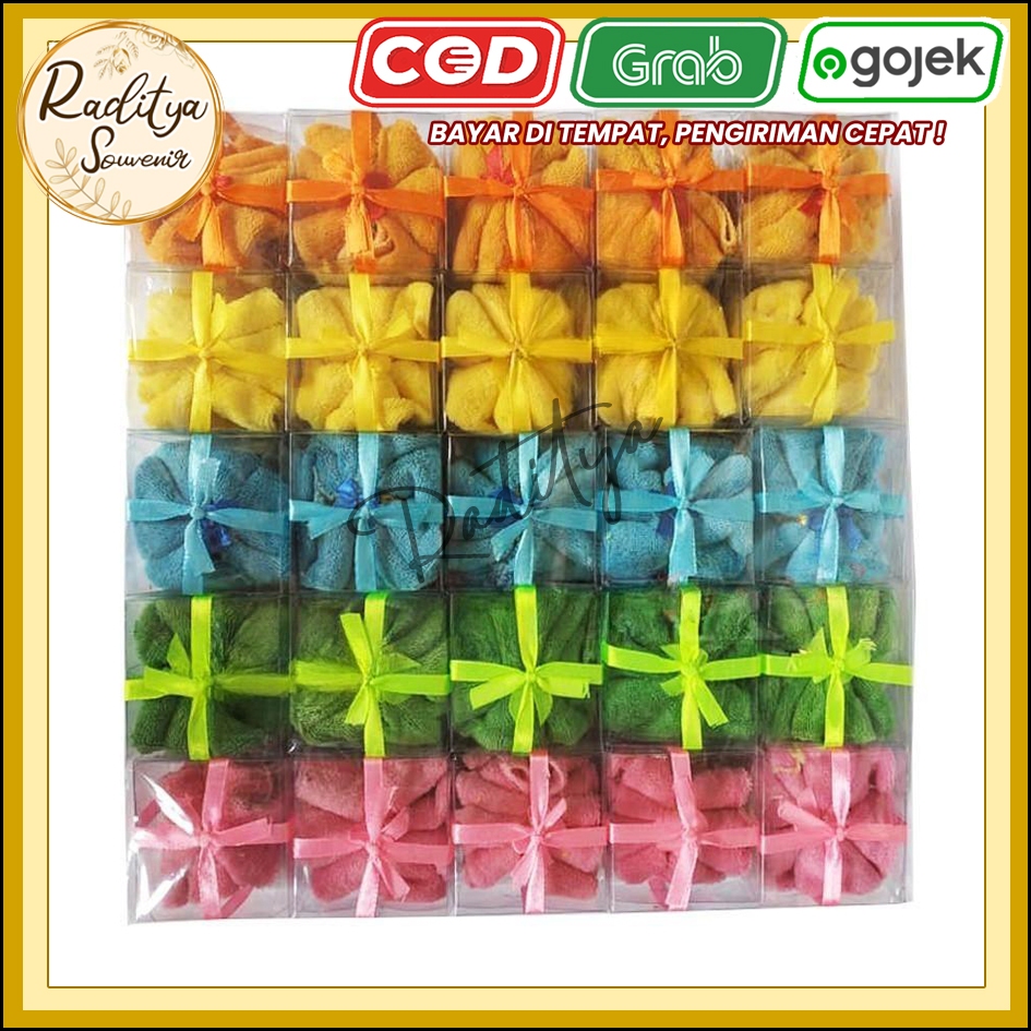 Souvenir HANDUK MINI Kemas Mika (isi 50pcs) Sovenir Suvenir Pernikahan Murah COD KARTU TAG NAMA