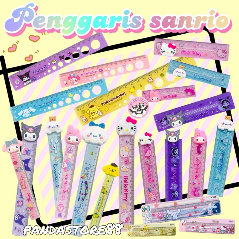 

Penggaris Sanrio Premium Quality Kuromi Cinamoroll Melody Pochaco Pompompurin