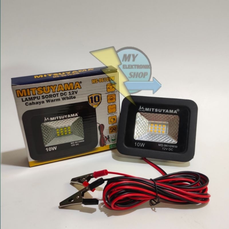 Lampu Sorot LED DC 10 Watt Aki Lampu Sorot DC 10Watt Cahaya Warm White/Kuning Lampu Sorot MITSUYAMA