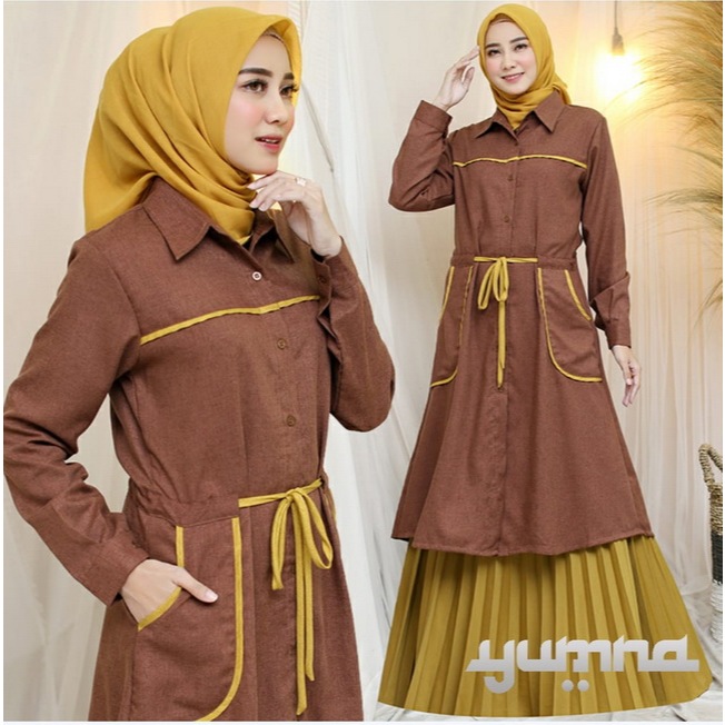Setelan Zevana Yumna Set Tunik + Rok