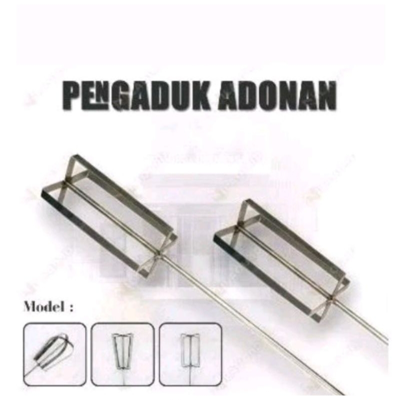 Pengocok Adonan Kue Martabak Stainless Stell Anti Karat Model Kotak - Mata Bor Mixer Multifungsi