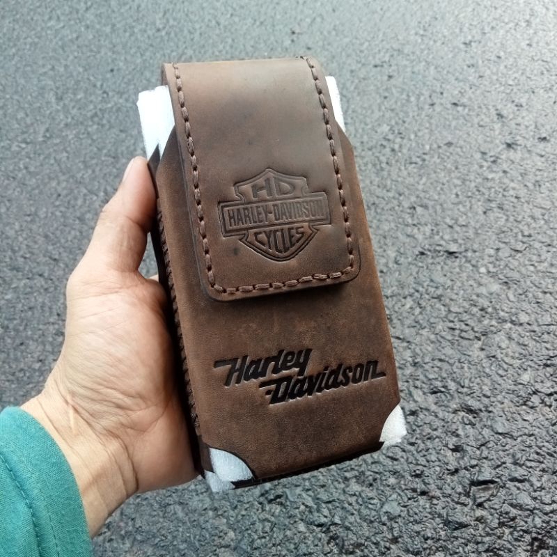 Dompet HP Pinggang Pria Kulit Asli 2 Slot
