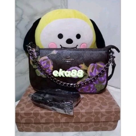 Tas Wanita Selempang Coach Motif Bungalow, free box
