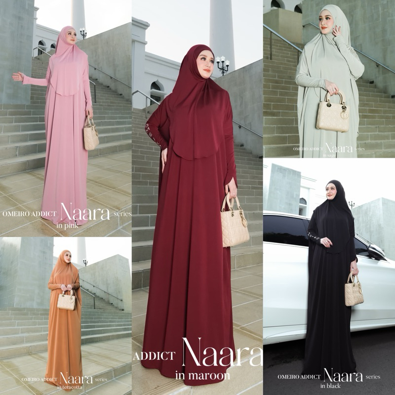 NAARA SERIES OMEIRO ADDICT SYARI HITAM MAROON MERAH HIJAU SAGE ORANGE ORANYE TERACOTTA SOFT PINK POL