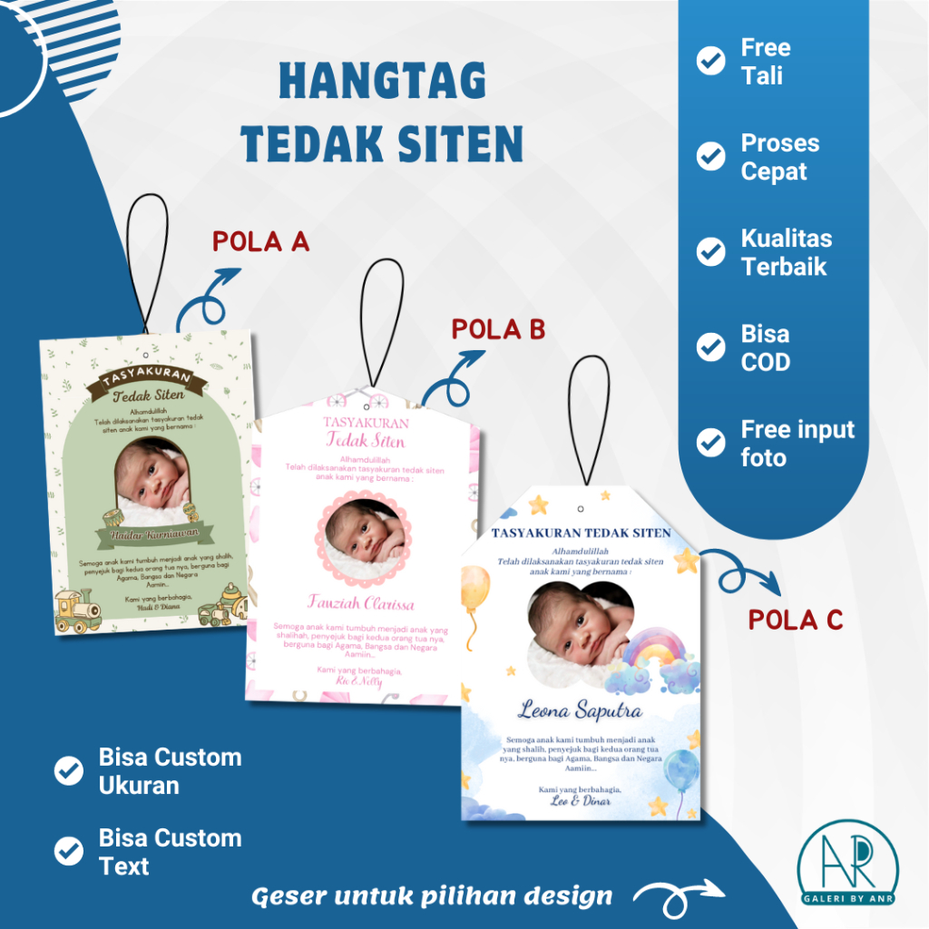D56 Hangtag tedak siten custom | hang tag tedhak siten turun tanah 7 bulanan anak aqiqah label tasya