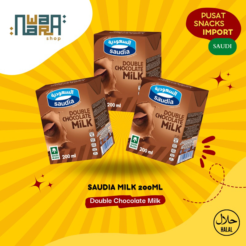 SAUDIA DOUBLE CHOCOLATE MILK 200ml | SUSU SAUDIA ASLI ARAB RASA DOBEL COKLAT
