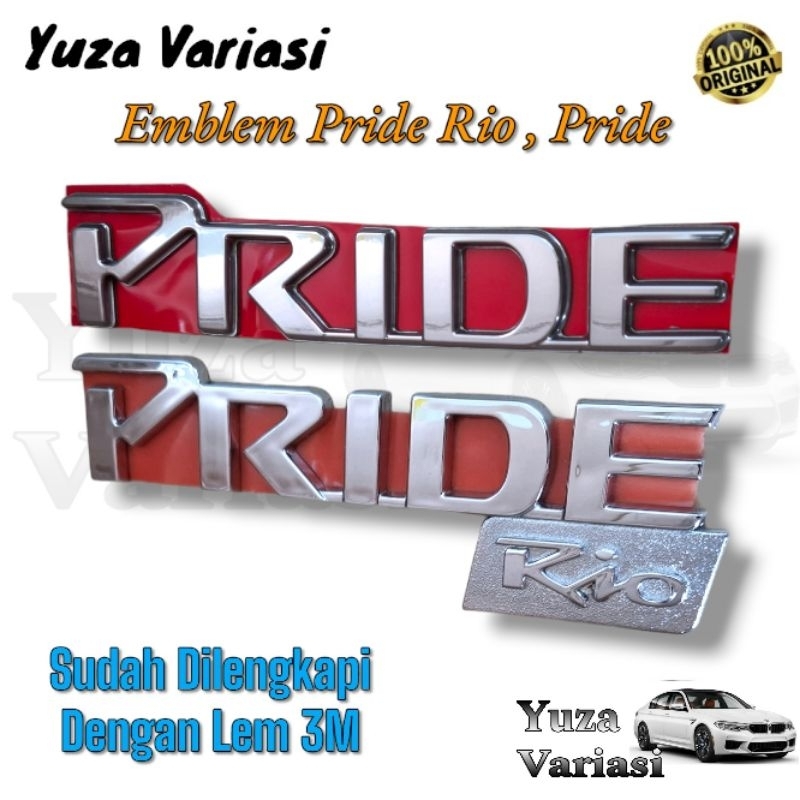 Emblem Logo Tulisan Pride Rio Kia 2007-2023 Original // Emblem Tulisan Pride Rio Chrome Original Kia