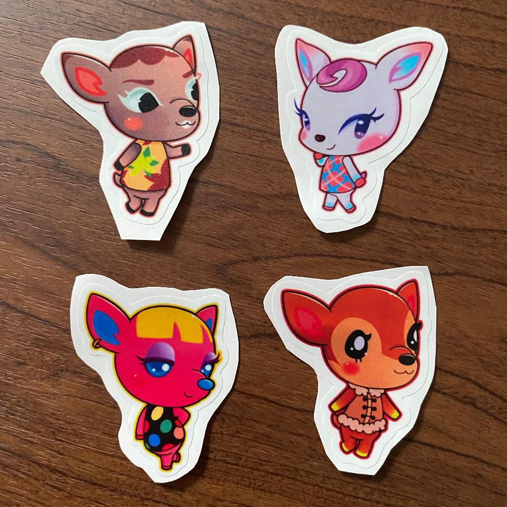 

[ACNH / Animal Crossing New Horizons Characters Homemade Stickers] Deer Vinyl Stickers / Stiker Vinyl Rusa (Deirdre, Diana, Fuchsia, & Fauna)