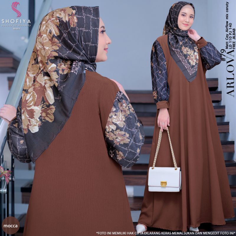 Gamis Dewasa Arlova Dress Set Jilbab Ori Shofiya Hijab