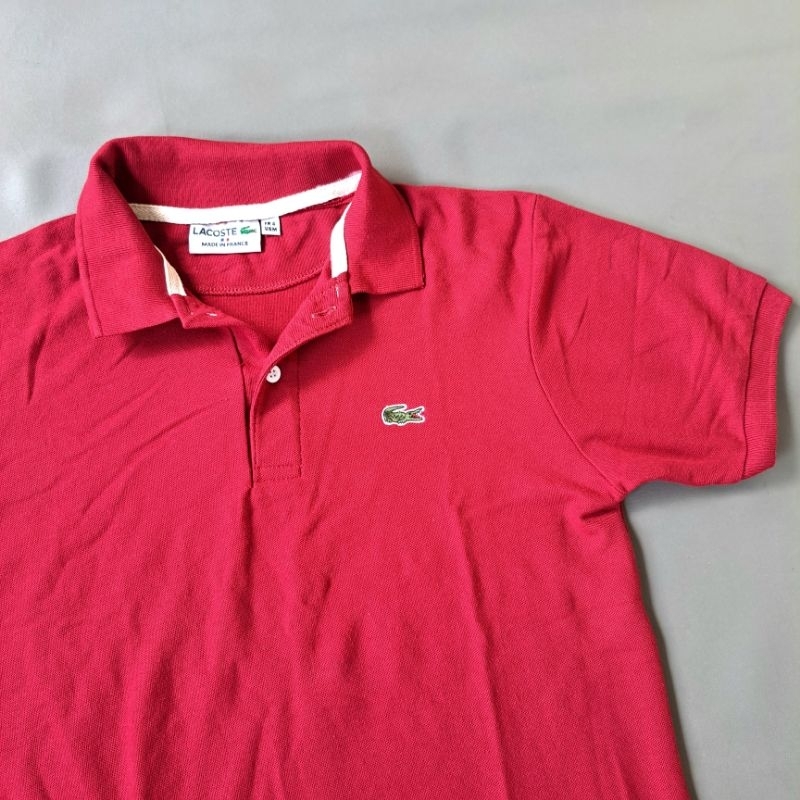 kaos pria polo kerah lacoste merah preloved pl