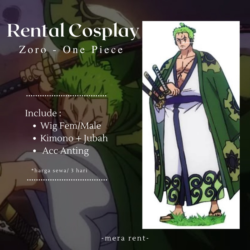 Rental Cosplay Zoro One Piece