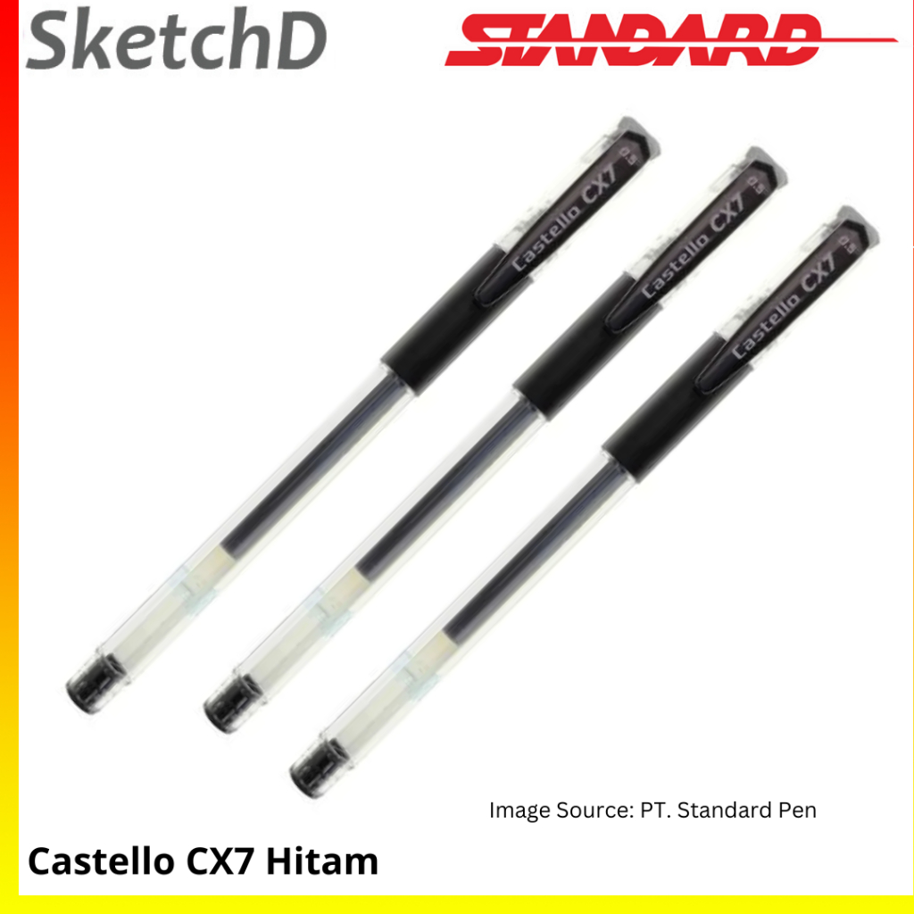

Pulpen Castello CX7 05 Hitam Bolpoin Standard Castello CX 7 0.5 mm Ballpoint Pena Gel Black